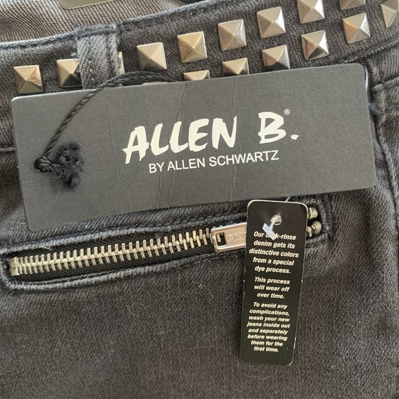 Allen B Studded Denim Shorts Women's Size 4 Gray Moto Zip NWT Punk Y2K Style - Picture 5 of 9